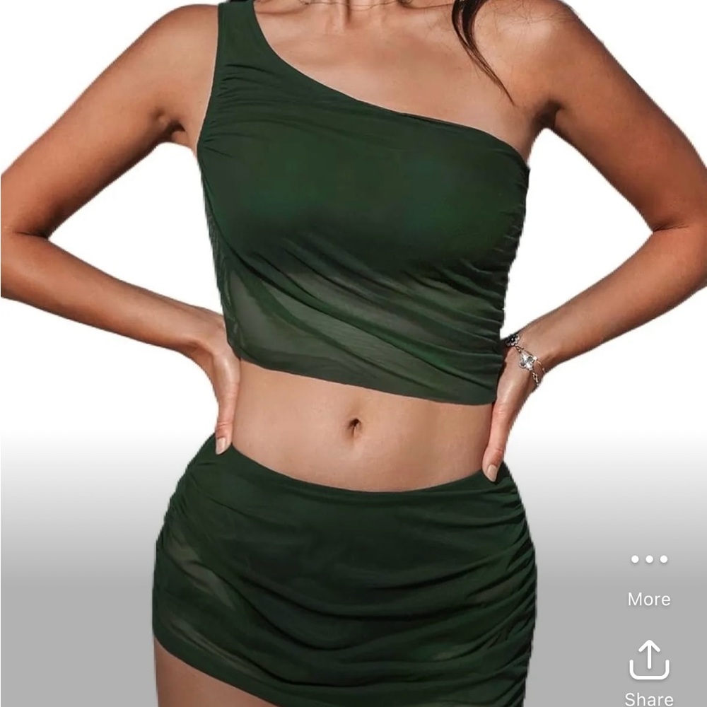 Cupshe Asymmetrical Mesh Bikini set swim skirt bottomsNew with Tags size L